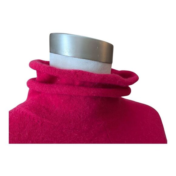 Melbourne Hot Pink 💯 Cashmere tulip Hem Turtleneck Sweater Small - Picture 2 of 7